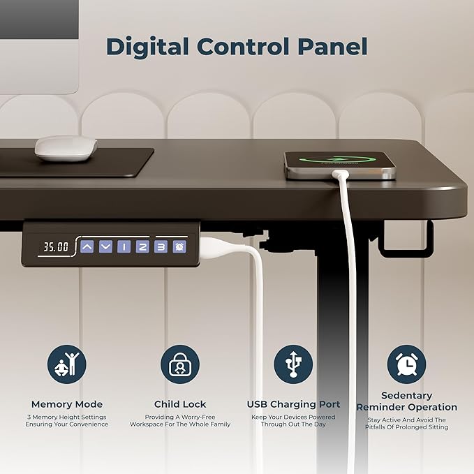 FitStand Adjustable Standing Desk, Large 79x31 Inches Standing Desk with Cable Management, Home Office Computer Desk with Memory Preset & Charging USB Port & Sedentary Reminder