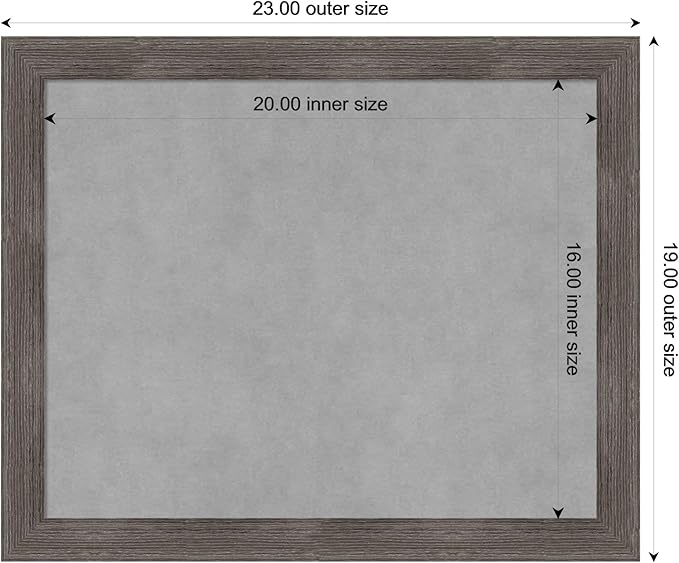 Amanti Art Grey Framed Magnetic Board 19x23 Small Vision Board for use with Magnets, 100% Metal Sheet to Display Items as Office Decor or for Home Organization in mudroom, Kitchen or Kids Room