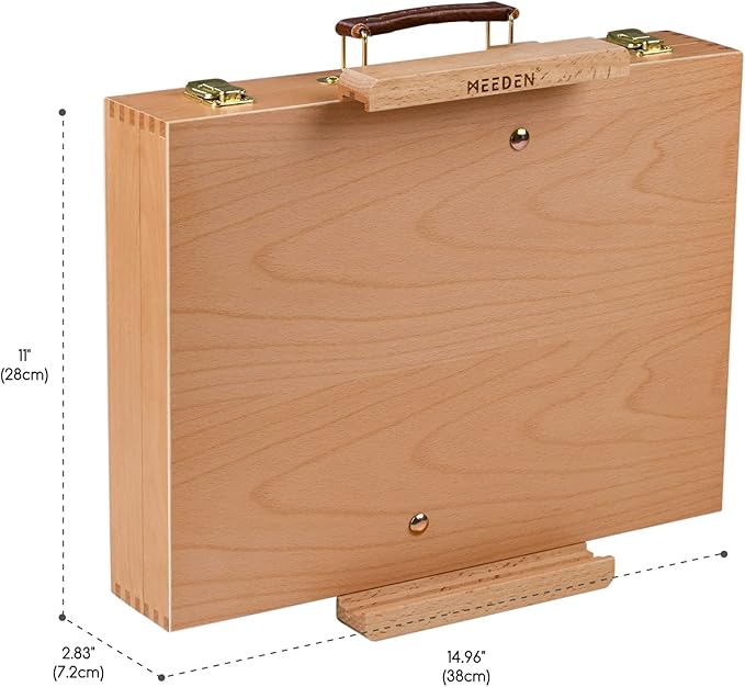 MEEDEN Tabletop Easel for Painting, Art Sketchbox Easel Holds Canvas up to 28'' Max, Adjustable Beechwood Artist Easel Pochade Box for Drawing and Sketching