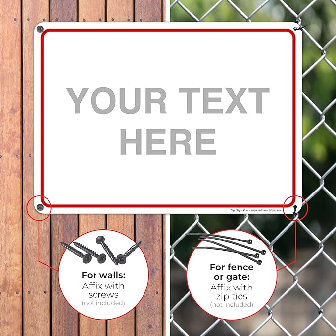 Custom Sign, Personalized Metal Signs, Customize for Office, Business, Workplace, Home, Airbnb, Delivery Red Signs, 10x14 Inches, Rust Free .040 Aluminum, Fade Resistant, Made in USA by Sigo Signs