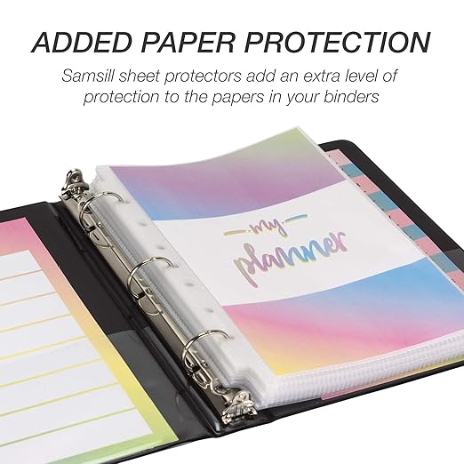 Samsill Economy 3 Ring Mini Binder, Made in The USA, 1-Inch Round Ring Binder, Holds 100 Sheets, Black, 6 Pack (MP32300)