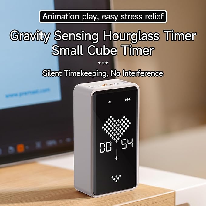 Sand Timer, Digital Hourglass Timer, Rechargeable Magnetic Visual Timer with Large LED Display, Adjustable Volume for Classroom, Cooking, Fitness, Baking, Kids Learning & Teaching (Black)