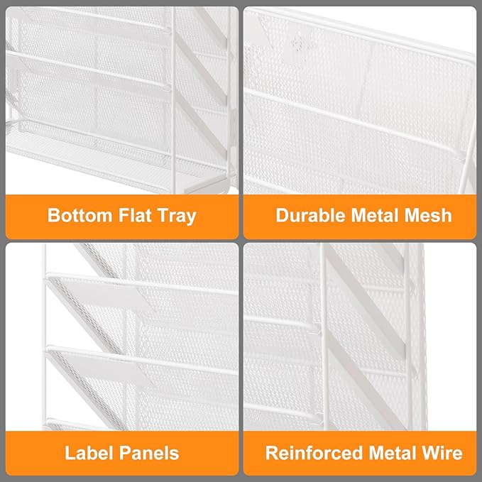 Kuntine.B Wall File Organizer (White, 7 Tier)