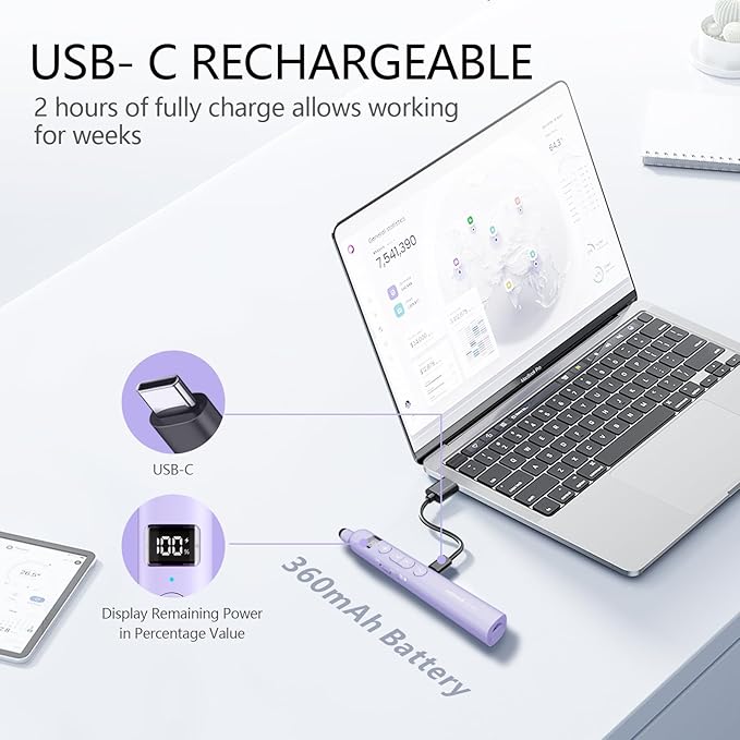 Norwii N21 Bluetooth Presentation Clicker with Telescopic Teaching Pointer, Presentation Remote with Retractable Stick for PowerPiont, Wireless Presenter, Slide Advancer - Purple
