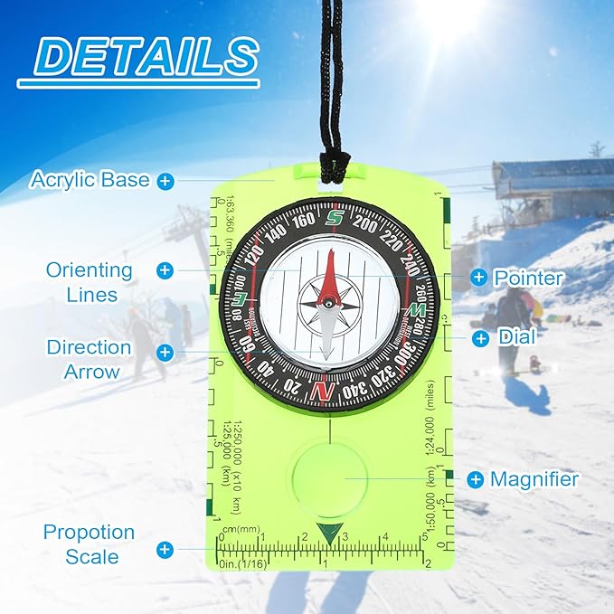 PATIKIL Orienteering Compass, Navigation Backpacking Compasses for Map