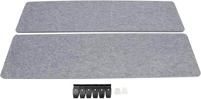 ReFocus Raw Clamp-On Acoustic Desk Divider Mounted Privacy Panel Set – Reduce Noise & Visual Distractions for Office, Study (Castle Gray, 2× Panels (60"×16"))