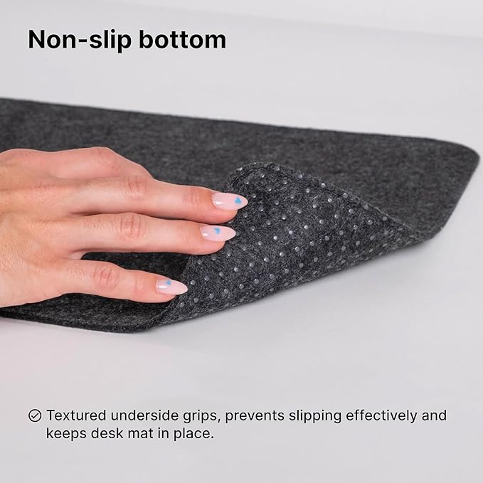 DELTAHUB - Minimalistic Felt Desk Protective Pad, Anti-Fray, Anti-Slip, Easy to Clean, Easy Glide, Long Lasting, Sleek Design, Comfortable, Resistant, Desk Mat, PC, Mac, Laptop - Large (18x32inch)