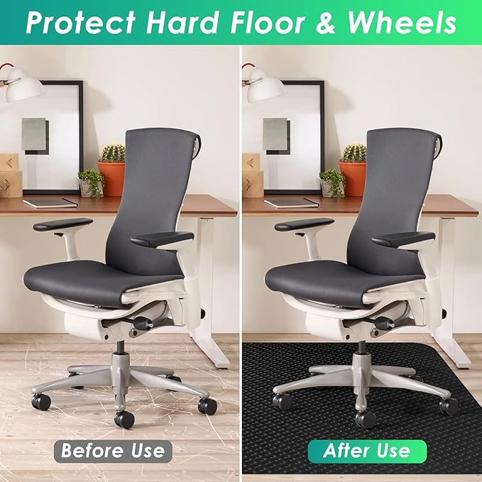 Vicwe Gaming Chair Mat for Hard Floor,51" x 63" Computer Chair Mat for Tile Floor,Anti-Slip Hard Floor Protector Rolling Chair for Office Home