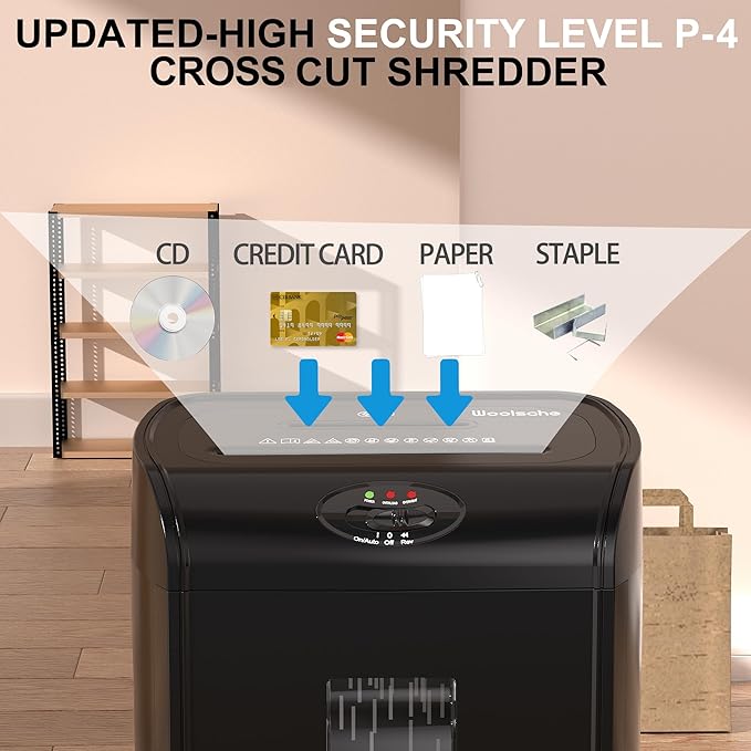 Paper Shredder, 16-Sheet Cross Cut with 4.76-Gallon Pull Out Basket, P-4 Security Level, 3-Mode Design Shred Paper and CD/Credit Card, Durable&Fast with Jam Proof System Shredder for Office