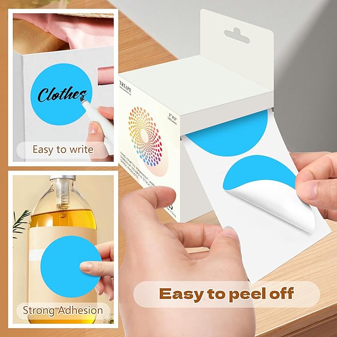 3 Inch Round Color Coding Labels (500 per Roll) - Colored Dot Stickers Round Labels for Inventory, Warehouse, Office Organizing - Sky Blue Circle Stickers