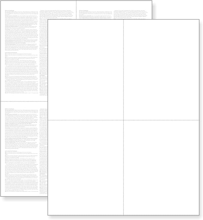 NextDayLabels - W-2 4-Up Employee Tax Forms, Instructions on Back" for 2025, for Laser/Inkjet Printer. Compatible with QuickBooks and Accounting Software ETC. (Pack of 100 Sheets)