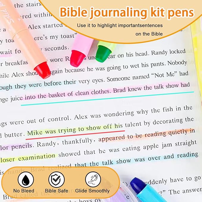 ZAYSWDNS 23 Pcs Bible Journaling Kit, No Bleed, set 6 GelHighlighters 8 Erasable Pens and 8 Refills & 1 Eraser, erasablecolored pens, for Bible Study Journaling Planner Notes School supplies