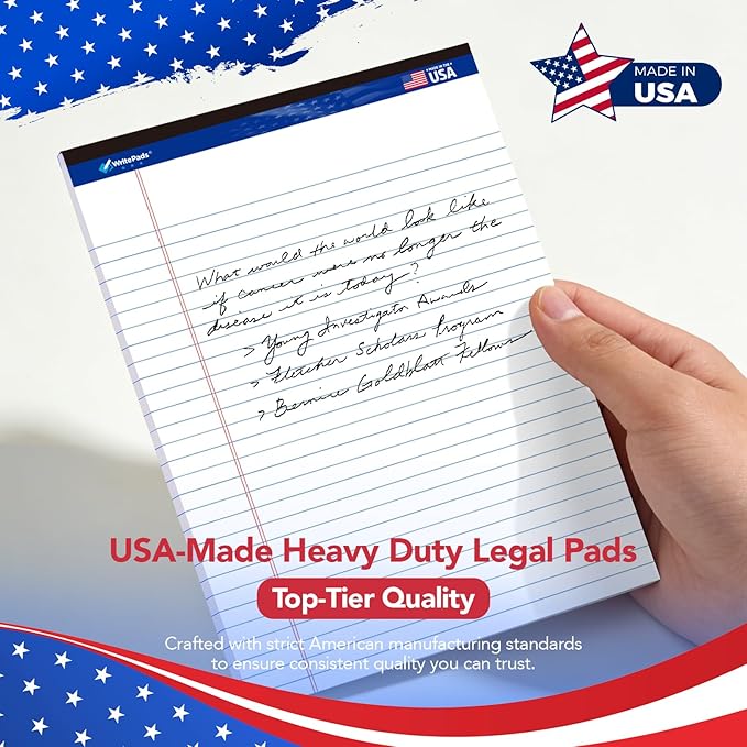 WritePads Legal note pads 8.5"x11" Legal Pads,Wide Ruled,White Paper,12 Pack,50 Sheets Per Writing Pad,Micro perforated Writing Pad,BL-MWT50W-12PAD