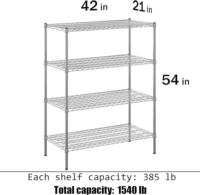 Regal Altair 21" Deep x 42" Wide x 54" Height Wire Shelving Kit | 4-Tier | NSF Commercial Storage Rack Unit