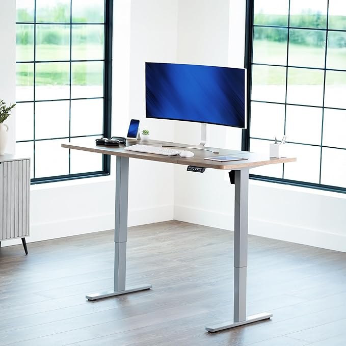 VIVO Electric 60 x 30 in Standing Desk, Memory Height Adjustment, 1B Series, Holds 220 lbs, Reclaimed Wood Top Gray Frame, DESK-KIT-1G6P-30
