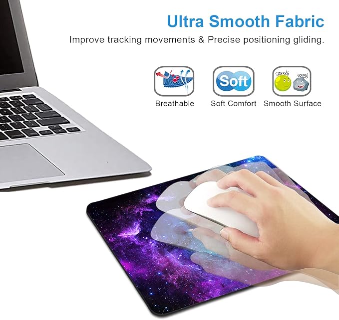 IMAYONDIA Square Mouse Pad,Blue Purple Galaxy Nebula Universe Outer Space Mousepad, Anti-Slip Rubber Base Mouse Pad for Office Laptop Computer PC Men Women, Small Mouse Mat, 9.5 x 7.9 Inch