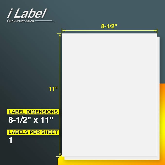 8.5" x 11" Full Sheet Label Sticker Paper for Laser & Inkjet Printers [150 Sheets,150 Labels]