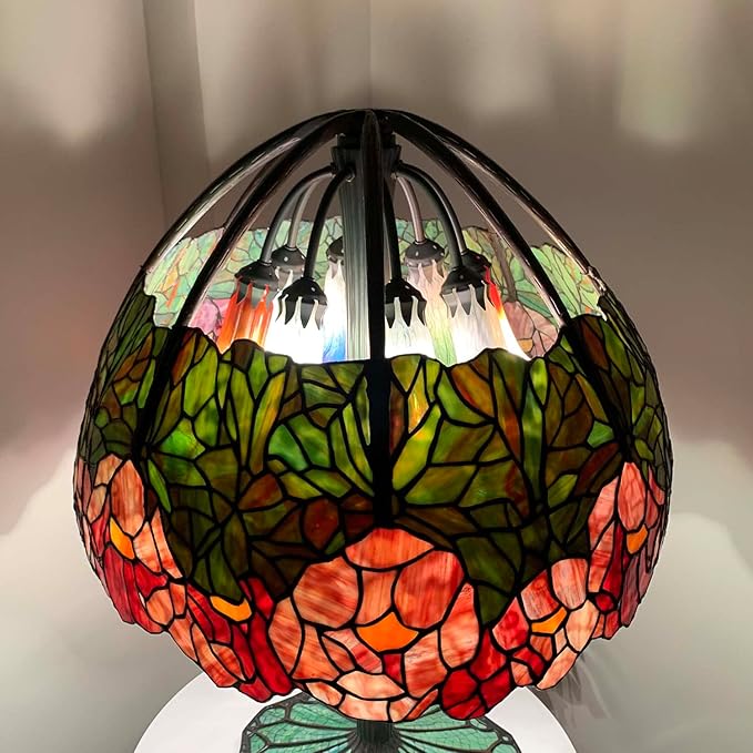 Bieye LS02 Lily Flower Blown Glass Lampshade (White Pink, Opening I.D. 1.26" x O.D. 1.5")