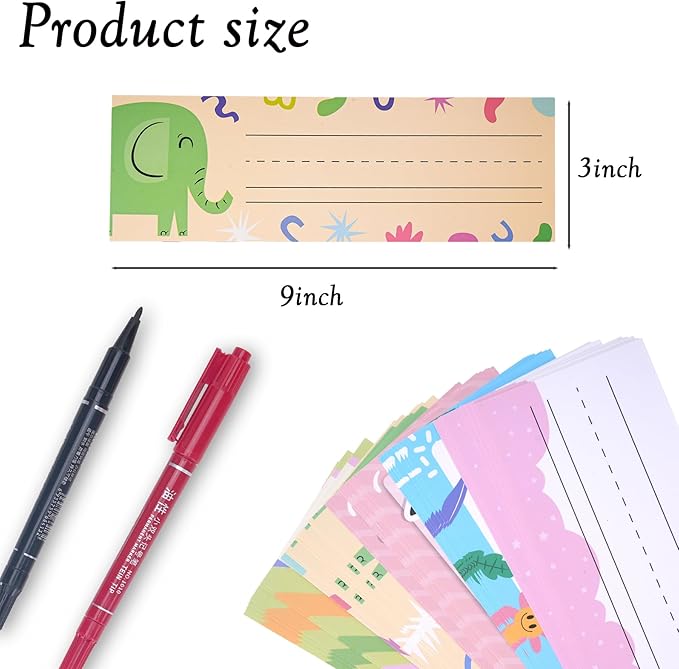 HeXueLy 40 PCS Desk Name Tags for Students - 9x3 Inch Classroom Name Plates, 5 Designs for Preschool, Kindergarten, 1st-3rd Grade - Bright & Fun School Supplies