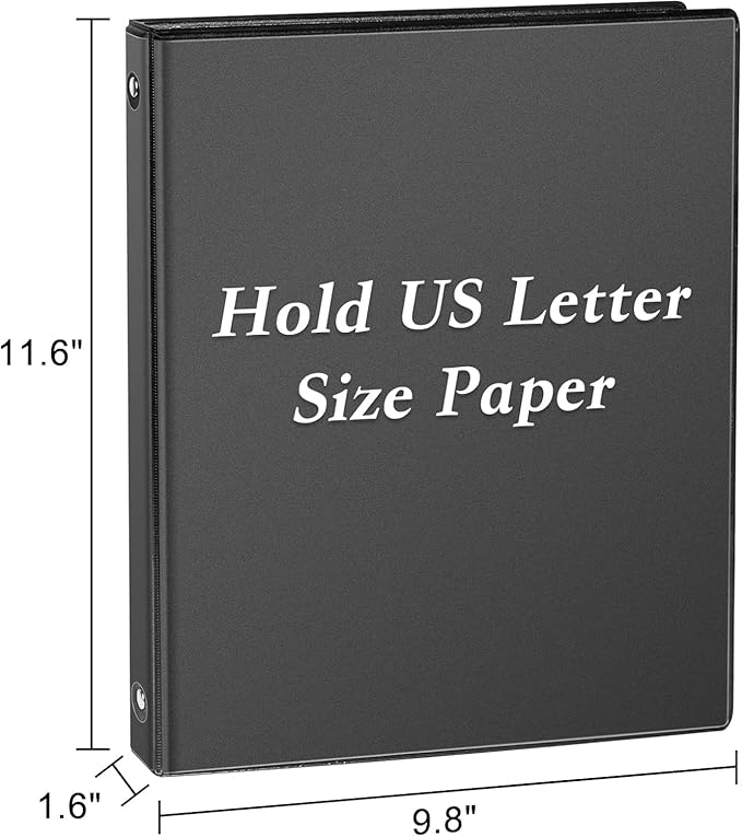 CIXILDTS 1-inch Round Ring Binder, Durable 1" 3 Ring Binder Fit Letter Size Paper, Black, 36-Pack