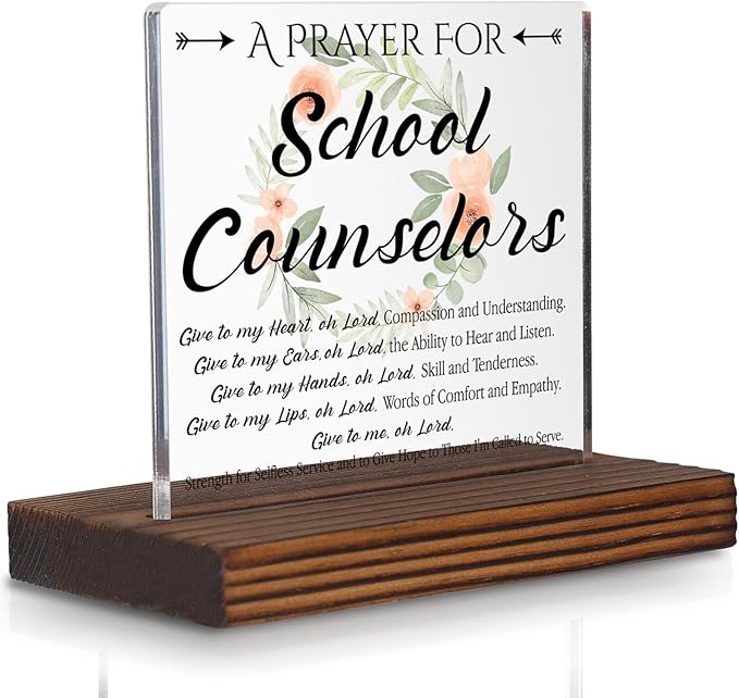 School Counselor Prayer Desk Sign, Faith-Based Christian Gift for Counselors Graduation Birthday Christmas, Inspirational Office Decor for Guidance and Support Appreciation PA114