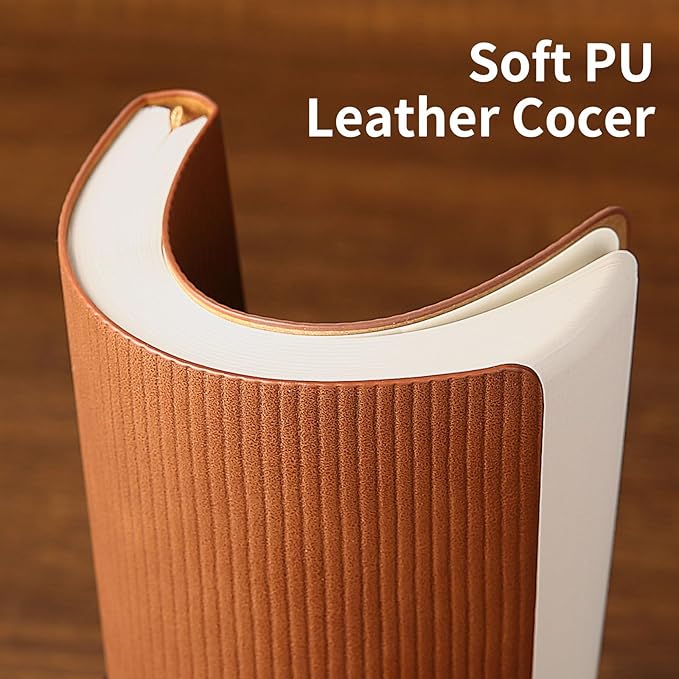 TSFPapier Lined Journal Notebook for Work College Ruled Note Book 7.2"x9.6" B5 PU Leather Daily Journaling 160 Pages for Women Men Writing Home School Supplies Business (Brown)