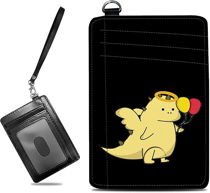 BWEGRHE Small Travel Wallets, Dinosaur Slim Minimalist Front Pocket Wallet with Wristlet, RFID Blocking PU Leather Credit Card Holder with ID Window Change Purse for Men Women