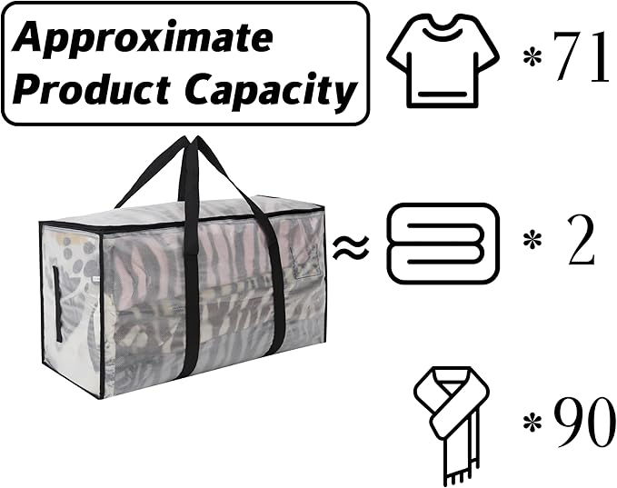 Heavy Duty 93L (24.5 Gallon) Stackable Plastic Storage Bins with Lids, Clear Totes for Moving, Home Organization & Christmas Storage - Durable Alternative to Moving Bags, Storage Bags, 6 Pack