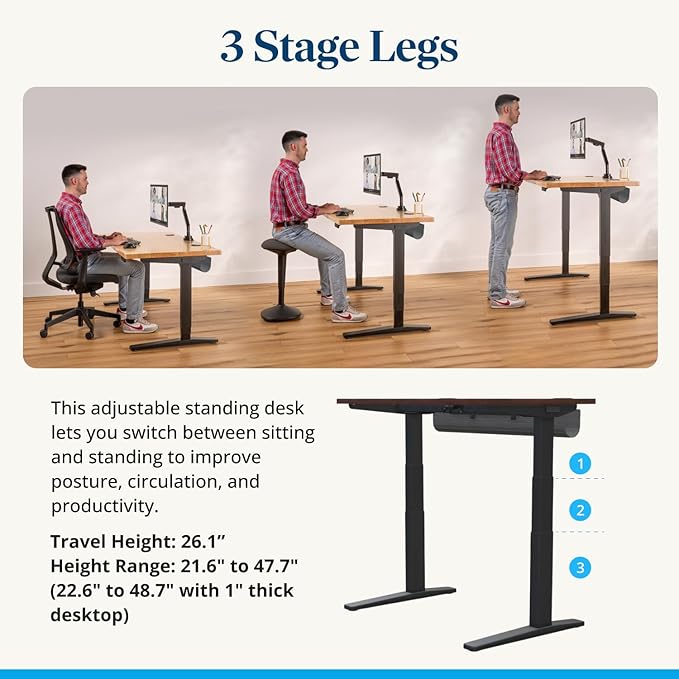UPLIFTDESK V3 2-Leg Maple Laminate Wood Standing Desk – Adjustable Height, Advanced 1-Touch Memory Keypad, Under Desk Cable Management, Wire Grommets & Rocker Board (Black C-Frame, 80 x 30 inch)