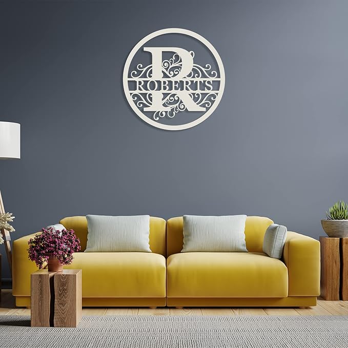 Personalized Last Name Sign, Personalized Monogram Wall Decor Personalized Metal Sign Custom Last Name Sign, Custom Metal Signs Personalized Home Decor Established Split Letter Name Monogram Signs