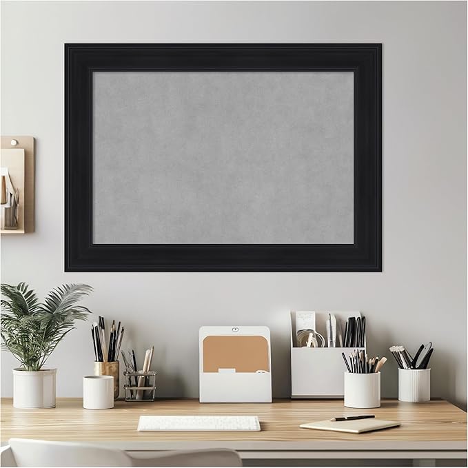 Amanti Art Black Framed Magnetic Board 21x29 Medium Vision Board for use with Magnets, 100% Metal Sheet to Display Items as Office Decor or for Home Organization in mudroom, Kitchen or Kids Room