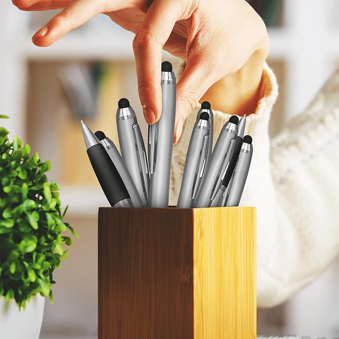 DISCOUNT PROMOS Stylus Ballpoint Pens Set of 10, Bulk Pack - Black Ink, Great for Office, School, Business, Tradeshows, Events - Black