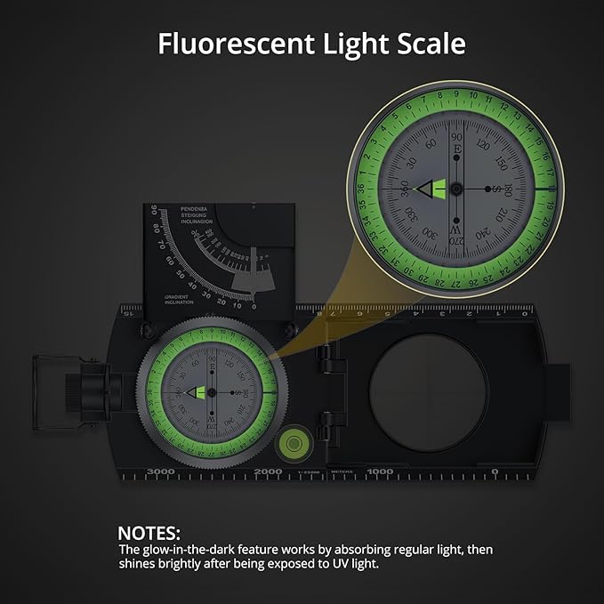 Anbte Compass Hiking Survival, IP65 Waterproof Metal Compass with Sighting Clinometer and Carry Bag, Multifunctional, Professional, for Camping Hunting Hiking Navigation