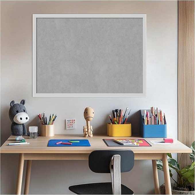 Amanti Art Silver Framed Magnetic Board 21x29 Medium Vision Board for use with Magnets, 100% Metal Sheet to Display Items as Office Decor or for Home Organization in mudroom, Kitchen or Kids Room