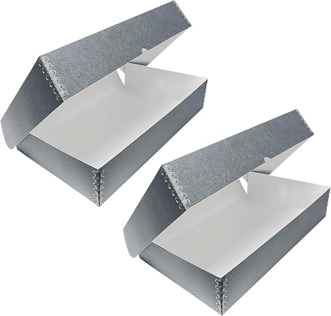 Lineco, 9x12 Clamshell Archival Folio Storage Box, 3" Deep, Acid-Free with Metal Edge Preservation Box. Preserves Picture Magazines Longevity, Organize Photos or Documents, Artwork, DIY, Pack of 2