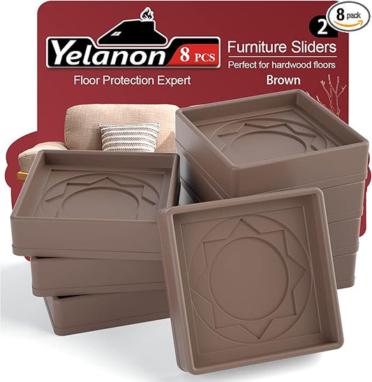 Furniture Coasters 8 Pcs 2” Furniture Caster Cups Non Slip Furniture Pads Hardwoods Floors Non Skid Furniture Grippers, Rubber Furniture Feet, Anti Slide Floor Protector for Bed Couch Stoppers Brown