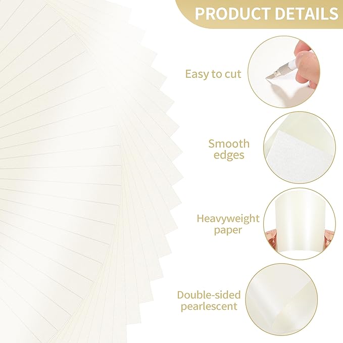 25 Sheets Cream Shimmer Cardstock 8.5 x 11Inch Off White Card Stock 92lb Heavyweight Printer Paper for Wedding Invitations, Crafts, Greeting Cards, Printing UAP18CM025