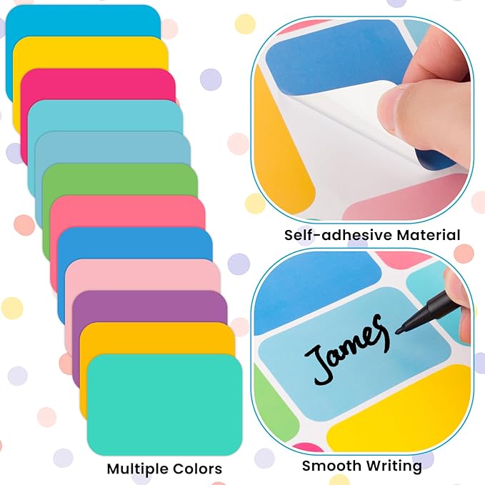 Name Tags,240 Pcs Name Tag Stickers for Classroom 2"x 3"Waterproof Name Labels for Locker&Water Bottles Adhesive Labels for Preschool,Classroom,Teacher,Party,& Home Decor (Multicolor)