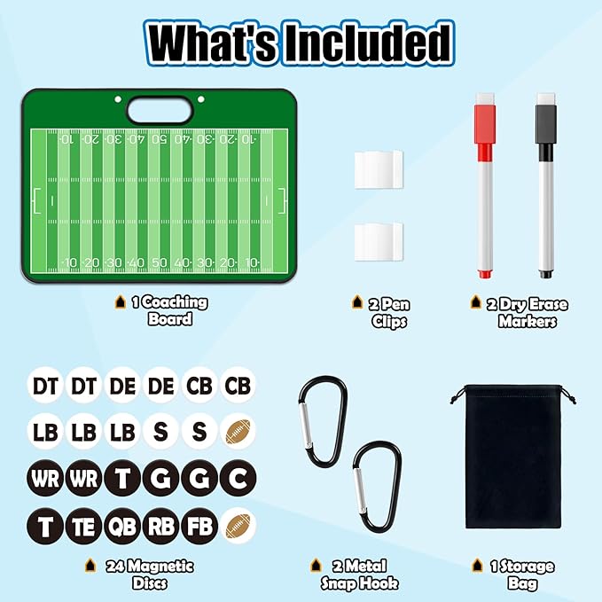 Torlam Magnetic Dry Erase Coach Board, Baseball, Soccer, Football, Basketball Coaching Clipboard