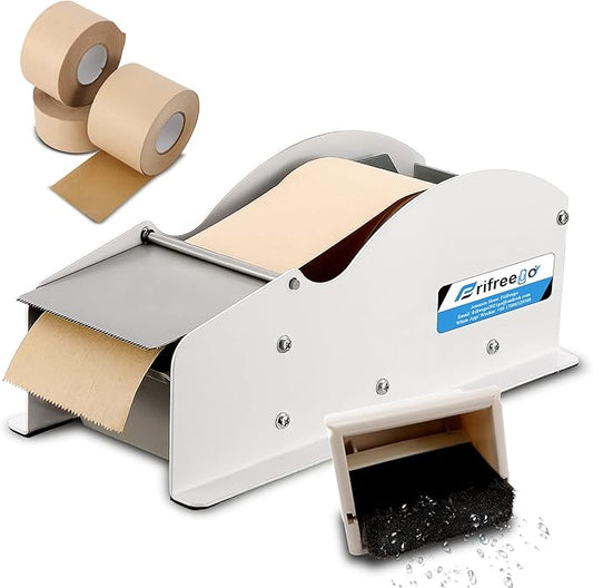 Frifreego Water-Activated Tape Dispenser, Manual Width-Adjustable Kraft Gum Tape Dispenser for 0.98-3.54" Wide Tape, All-Body Steel Packing Tape Dispenser, Stable and Durable
