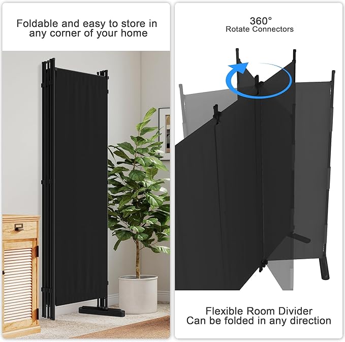 Kecreque 6 Panel Room Divider,6ft Folding Screen Portable Wall Partition Room Divider with 4 Metal Feet,Privacy Screen Indoor Doubles as a Cubicle Wall,Suitable for Bedroom Dressing Room Office