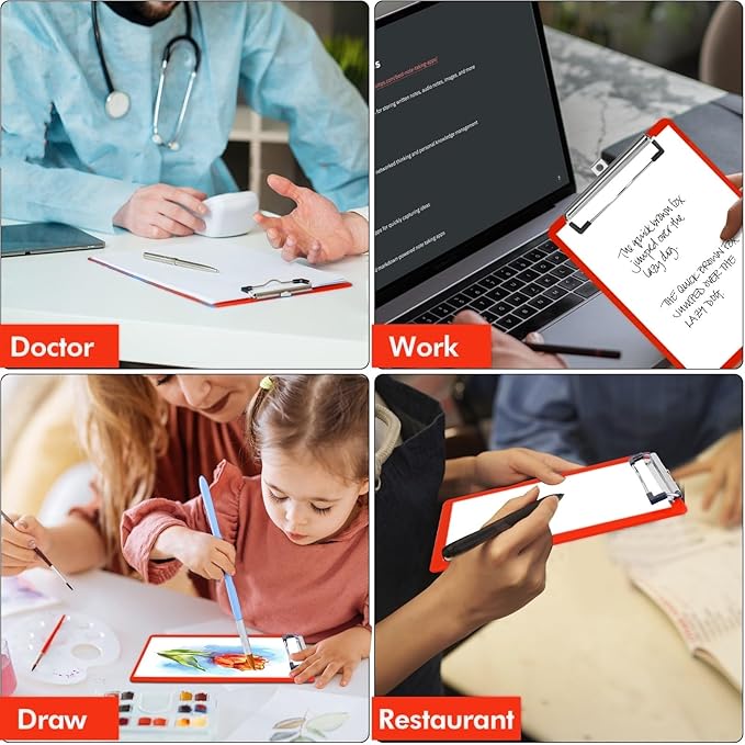 TFDLCG zm 2 PCS Red Plastic Clipboards Nursing Clipboard,Teacher Clip Boards 8.5x11 with Pen Holder, A4/Letter Size,Cute Clipboards for Women Kids,Classroom Office Home