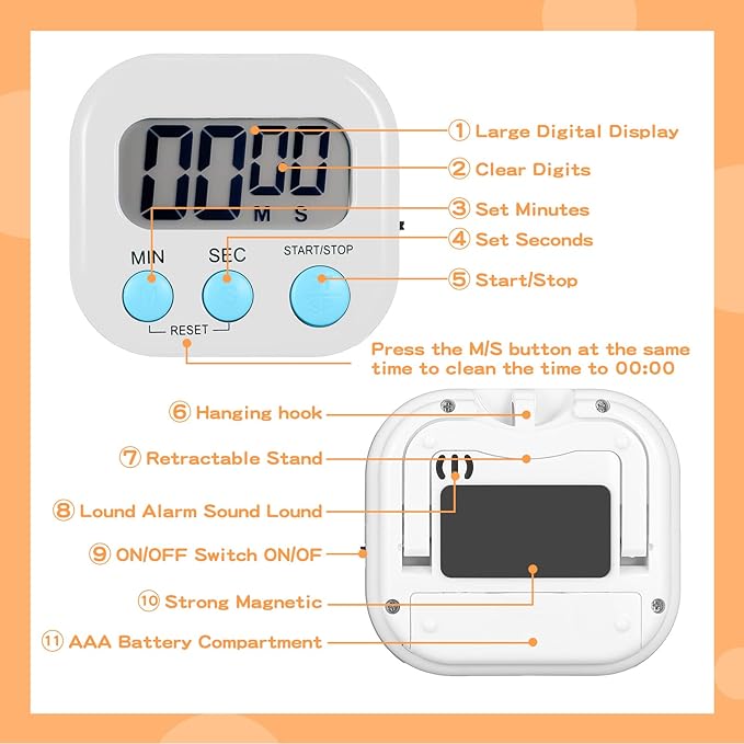 Flutesan 16 Pack Digital Classroom Timers with Lanyards - Color-Coded Countdown Timers for Teachers, Students & Kitchen Use - Loud Alarm, Easy Operation(White, Blue, Pink, Green)