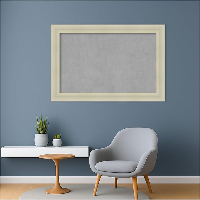 Amanti Art Silver Framed Magnetic Board 25x37 Large Vision Board for use with Magnets, 100% Metal Sheet to Display Items as Office Decor or for Home Organization in mudroom, Kitchen or Kids Room