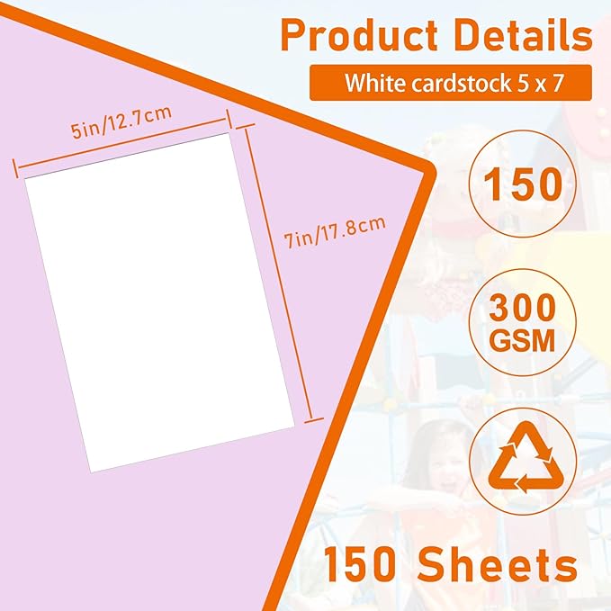 Guakicae 150 Sheets White Cardstock 5 x 7 Certificate Paper, 300gsm/110lb Heavyweight Flat Card Stock Printer Paper for Wedding Invitations, Thank You Cards, Business Cards, DIY Card Making, Menus