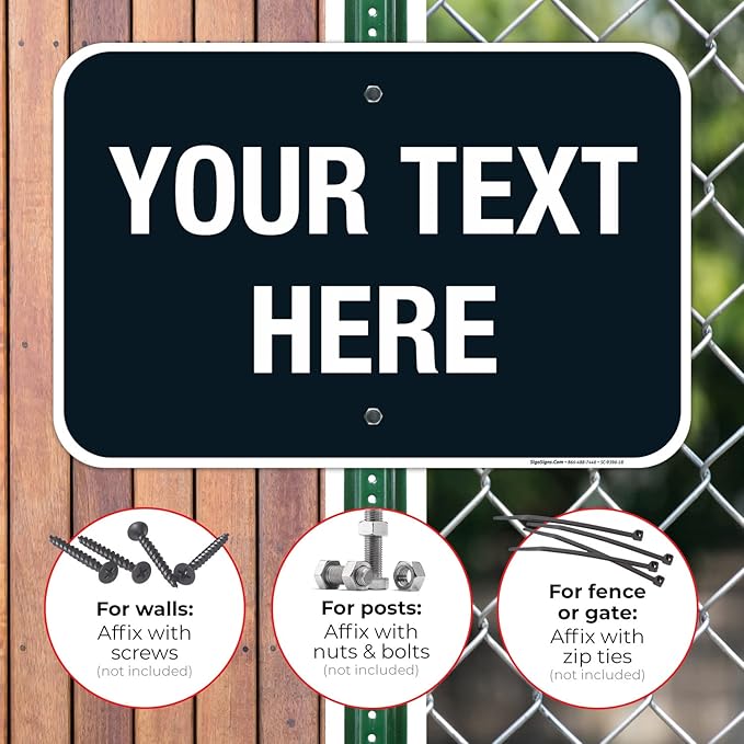Personalized Custom Black Background Customize for Office, Business, Airbnb, Workplace, Home, Delivery Sign, 12x18 Inches, Rust Free .063 Aluminum, Fade Resistant, Made in USA by Sigo Signs