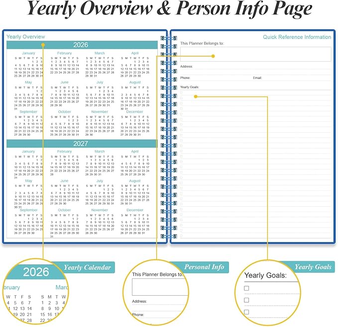 2026-2027 Planner - 18 Months Weekly & Monthly Planner from January 2026 - June 2027, Planners 2026-2027 with Elastic Closure, Inner Pocket, 8.5" x 11", Blue