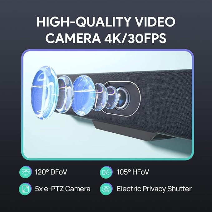 Yealink 4K USB Video Conference Camera - 120° Wide Angle, Microphone, Speaker, Auto Framing, for PC Meetings, Microsoft Teams & Zoom