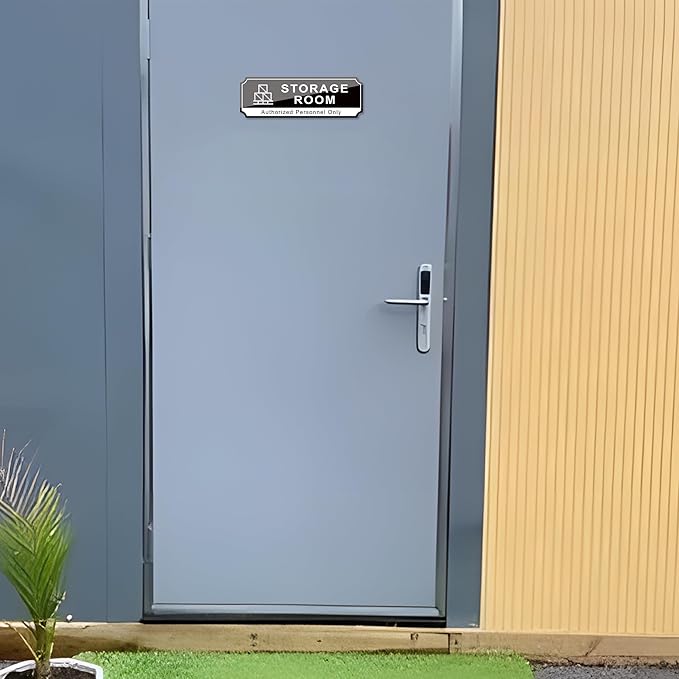 Storage Room Door Sign for Business, Self-Adhesive Durable Modern Storage Room Sticker, UV and Weather Resistant Authorized Personnel Only Signs for Home, Business, Restaurants, Private Area