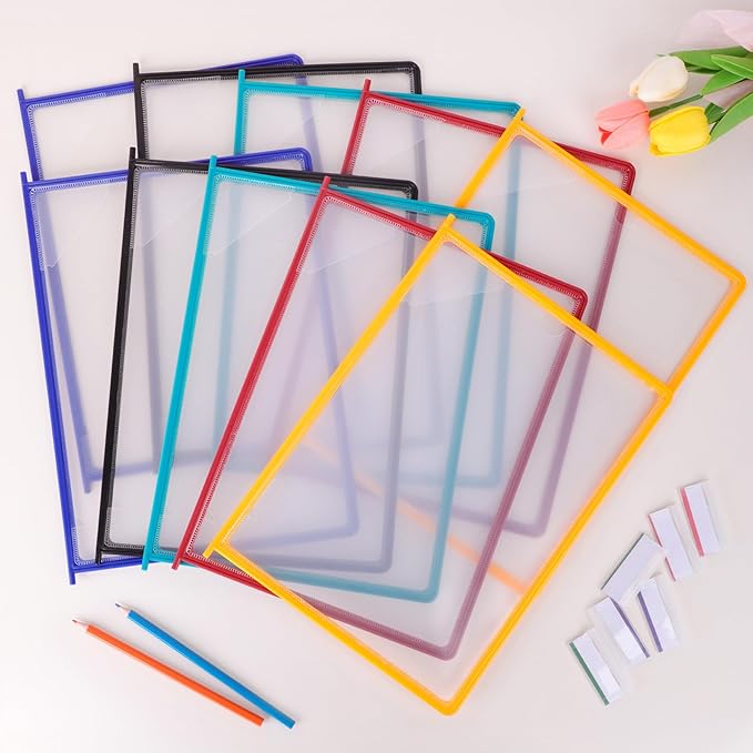 Antner 10-Pocket Desktop Reference & Display System with 360° Adjustable Base, Fast Flip & Find Desk Reference Organizer, A4/Letter Size 10 Double-Sided Panels with 5-Color Borders & Index Tabs, White
